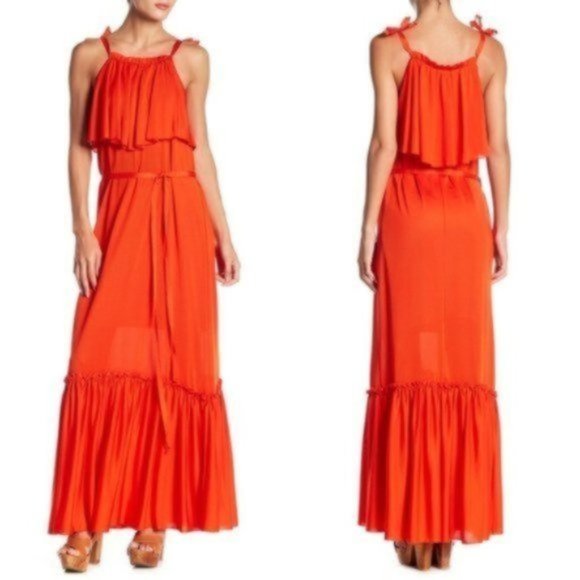 NWT Free People Coco Ruffle Tier Maxi Gown in Fire - Picture 8 of 9